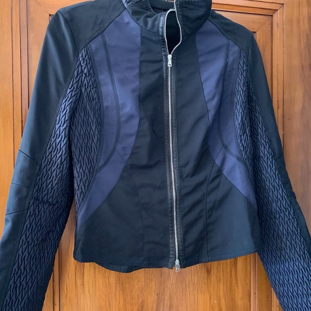 Marc Cain stretchy moto jacket with ruching
